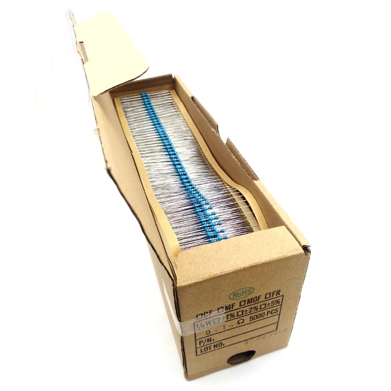 5000pcs 1/4W 1% Metal Film Resistor 0.22 0.3 0.47 0.5 1 1.5 10 47 100 220 330 1K 10K 100K 470K Ohm 10Kohm Electronic Components 5000pcs 1/4W 1% Metal Film Resistor 0.22 0.3 0.47 0.5 1 1.5 10 47 100 220 330 1K 10K 100K 470K Ohm 10Kohm Electronic Components