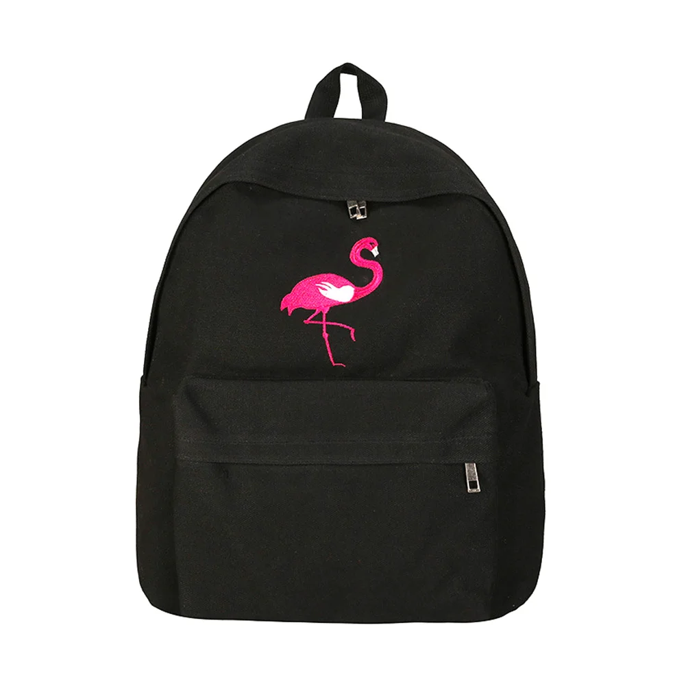 

Fashion Women Harajuku Flamingo Embroidery Backpack Travel Backpack School Students Canvas Rucksack AB@W3 Women bag