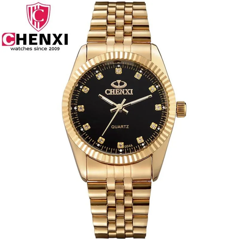 

CHENXI Gold Watch Men Golden New Clock Gold Fashion Men Watches Full Gold Stainless Steel Quartz Watches WristWatch Wholesale