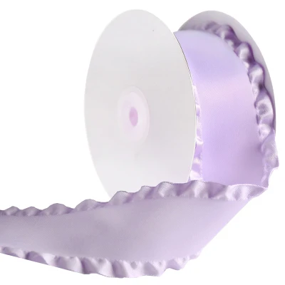3 ярда 5 см широкая двойная гофрированная лента юбка лента для волос аксессуары для волос свадебное украшение Подарочная упаковка DIY Материал лента - Цвет: lt purple