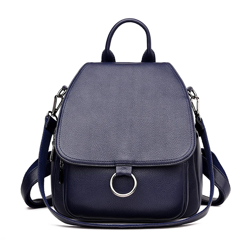 Vfemage кожаный рюкзак женская сумка через плечо женские рюкзаки маленькие школьные сумки для девочек Многофункциональный рюкзак Sac a Dos - Цвет: Синий