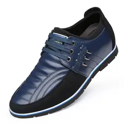 Для мужчин Высота Увеличение натуральной Повседневная кожаная обувь для отдыха на шнуровке мужские деловые туфли обувь для вождения 2019