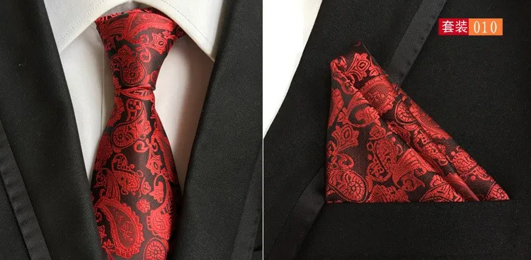 QXY мужские модный галстук-бабочка, комплект в горошек нагрудный платок мужские галстуки бизнес галстук из искуственного шелка Платок Красный галстуки с рисунком Пейсли T010