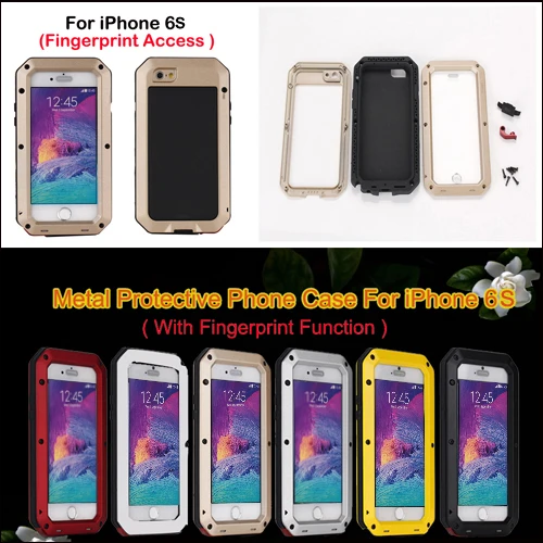 imágenes para Extreme hermética al polvo a prueba de choques Resistente A La Intemperie Carcasa de aleación de Metal Para el iphone 6 6 s 4.7 pulgadas + Gorilla Glass + con Huella Digital función imágenes para Extreme hermética al polvo a prueba de choques Resistente A La Intemperie Carcasa de aleación de Metal Para el iphone 6 6 s 4.7 pulgadas + Gorilla Glass + con Huella Digital función