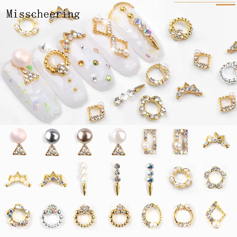 5 pcs/pack Charm Nail Art Rhinestone Decorations Metal Alloy Shiny ...