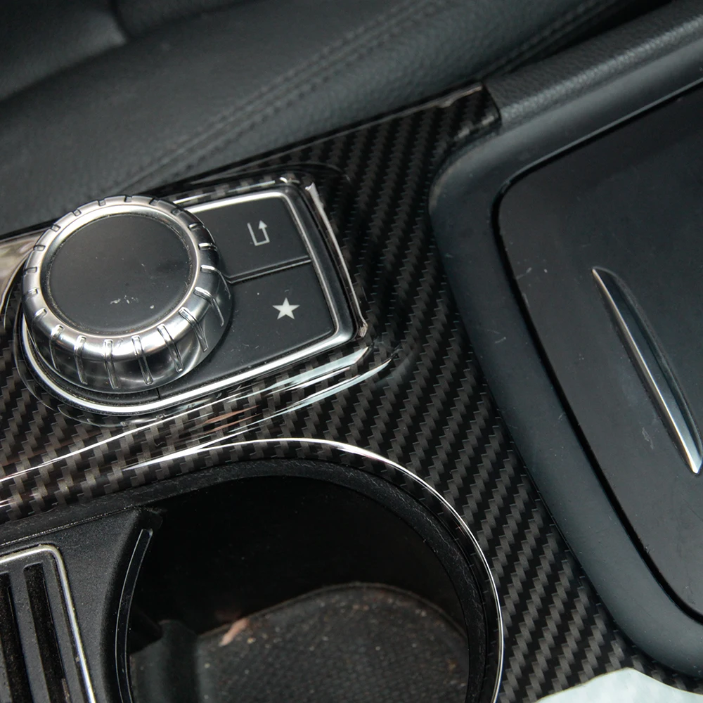 Углеродное волокно Стиль подстаканник накладка украшения для Mercedes Benz A/GLA CLA класс C117 W117 2012- AMG автомобильные аксессуары