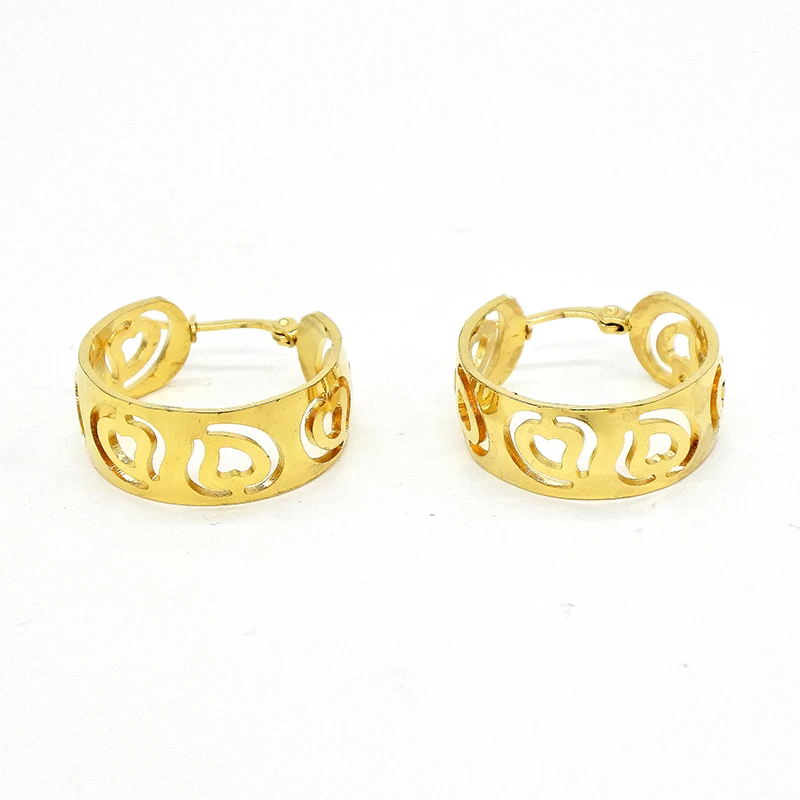 

AMUMIU Apple Heart Gold Circle Classic Hoop Earrings Gold Stainless Steel Earring For Women Pendientes Mujer HZE036