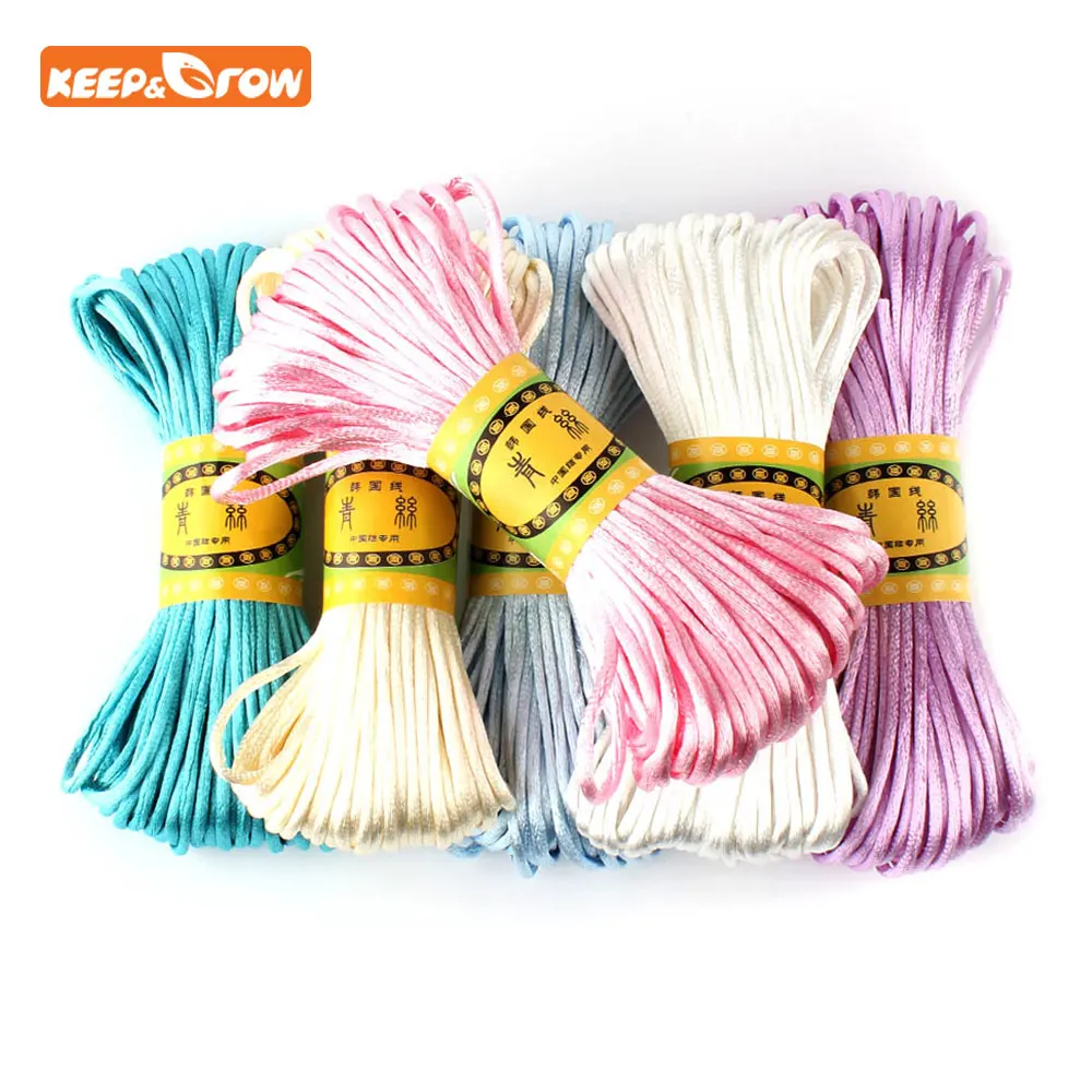 

Keep&grow 20M 2.5mm Soft Satin Rattail Silk Macrame Cord Nylon For DIY Chinese Knot Pacifier Chain Bracelet Ropes String Making