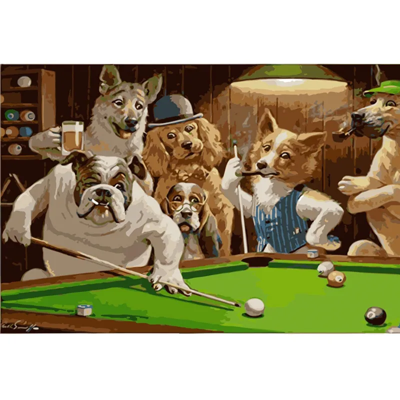 Собаки играют в бильярд картина автор