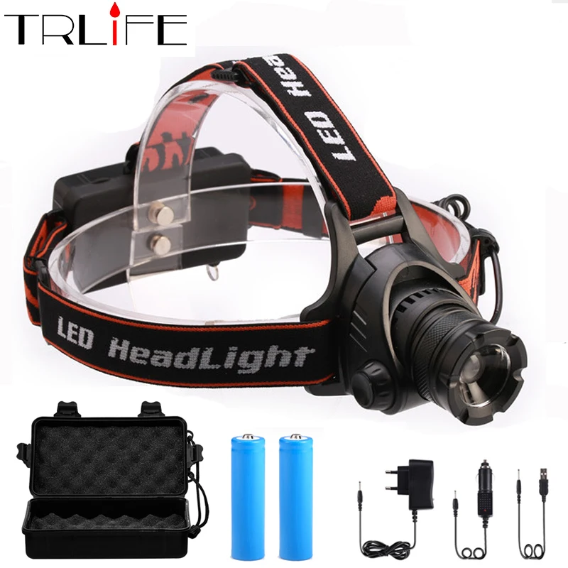 

LED Headlamp L2 LED 8000Lm 3 mode Zoomable Waterproof Headlamp Headlight LED Head lamp Light Flashlight By 2*18650 battery