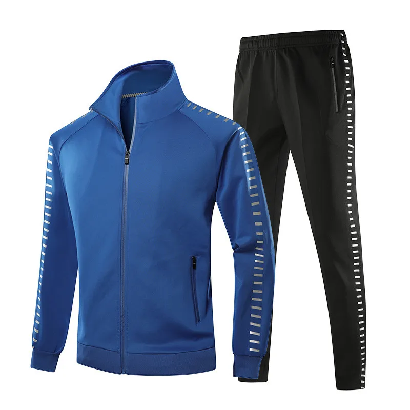Мужской комплект спортивной одежды, новая весенняя осенняя одежда, мужские комплекты для бега, спортивный костюм, куртка+ штаны, Мужской полный костюм, спортивный костюм - Цвет: Синий