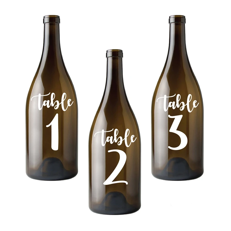 Table Number Art Decals Wedding Party Bottle Decor