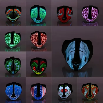 

Halloween Sound Control LED Party Masks Terror Glowing Masks Cold Light Helmet Fire Festival Party Supplies Dancing Mask