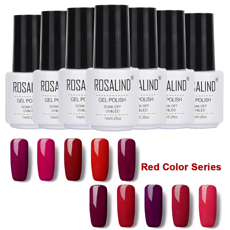 

Rosalind Nail Polish Soak off Red Series Nail Gel Polish UV Led Lamp Gel Nail Art Decoration Makeup Manicure Gel Polish 7ml