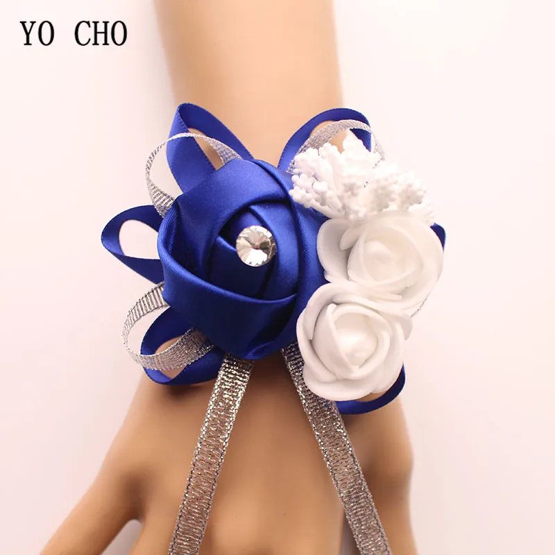 wedding wrist corsage Bracelet bridesmaid rose silk white pink marriage wrist corsage  (207)