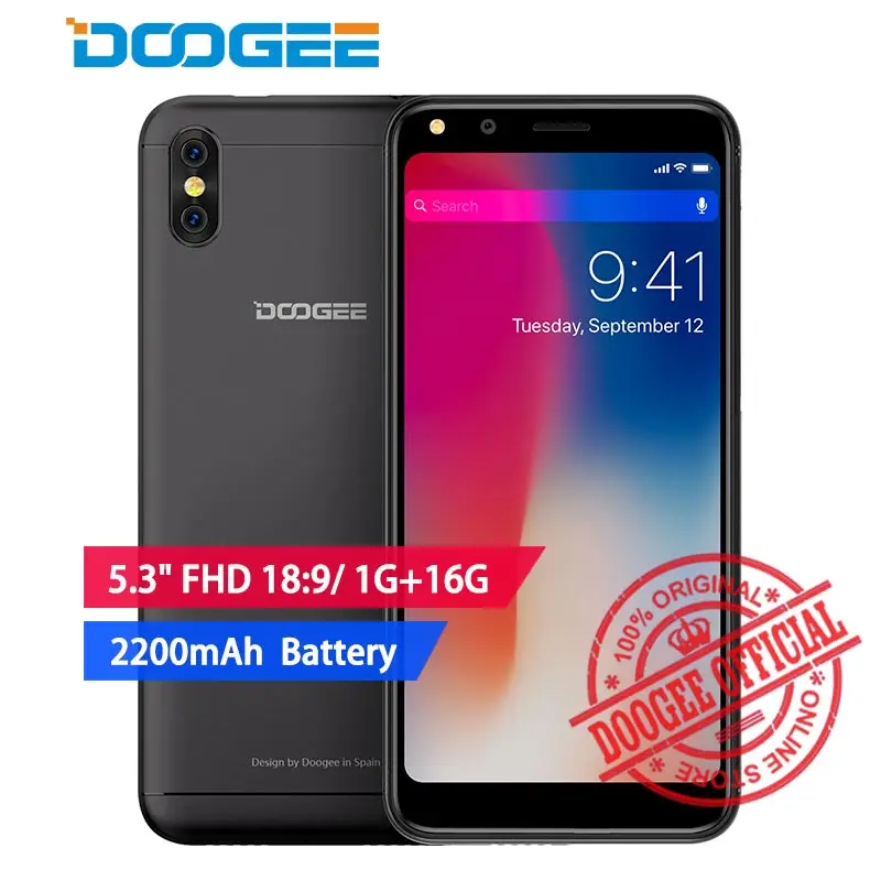 DOOGEE X53 5 3 дюймов 18:9 экран смартфон 2200 мАч 1 Гб + 16 5.0MP камера Сотовый телефон MTK6580