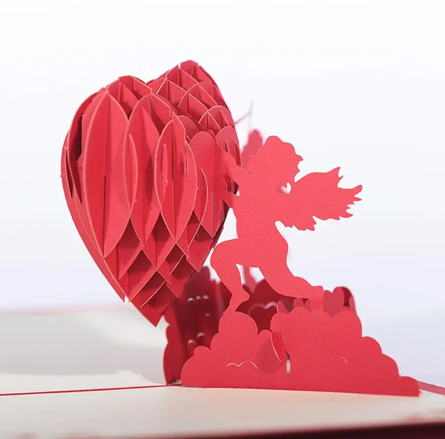  10pcs Cupid Angel Heart 3D Pop UP Greeting Cards Invitation card For Wedding Christmas Birthday Bab - 32823292667