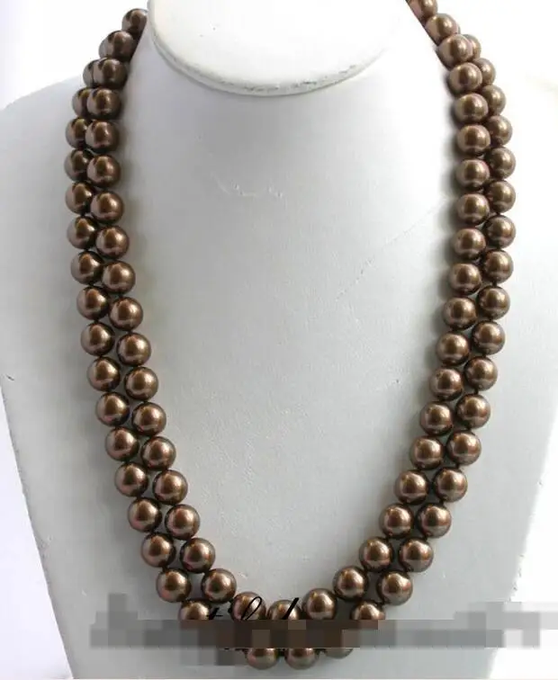 

song voge gem nanJ1657 round coffee south sea shell pearl necklace