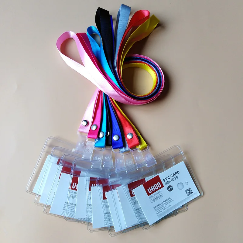 

8Pcs PVC Transparent waterproof ID card holder Women Men Neck Strap Card Bus ID holders multicolour Identity badge with lanyard