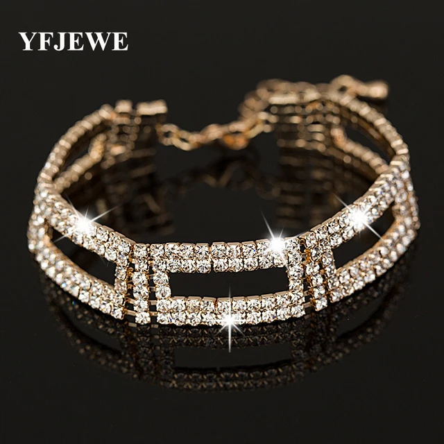 Special Price YFJEWE Top Quality AAA Roman Chain Bracelet & Bangle For Women Crystal Gold and Silver Plating Wedding Accessories Jewelry #B048 Special Price YFJEWE Top Quality AAA Roman Chain Bracelet & Bangle For Women Crystal Gold and Silver Plating Wedding Accessories Jewelry #B048
