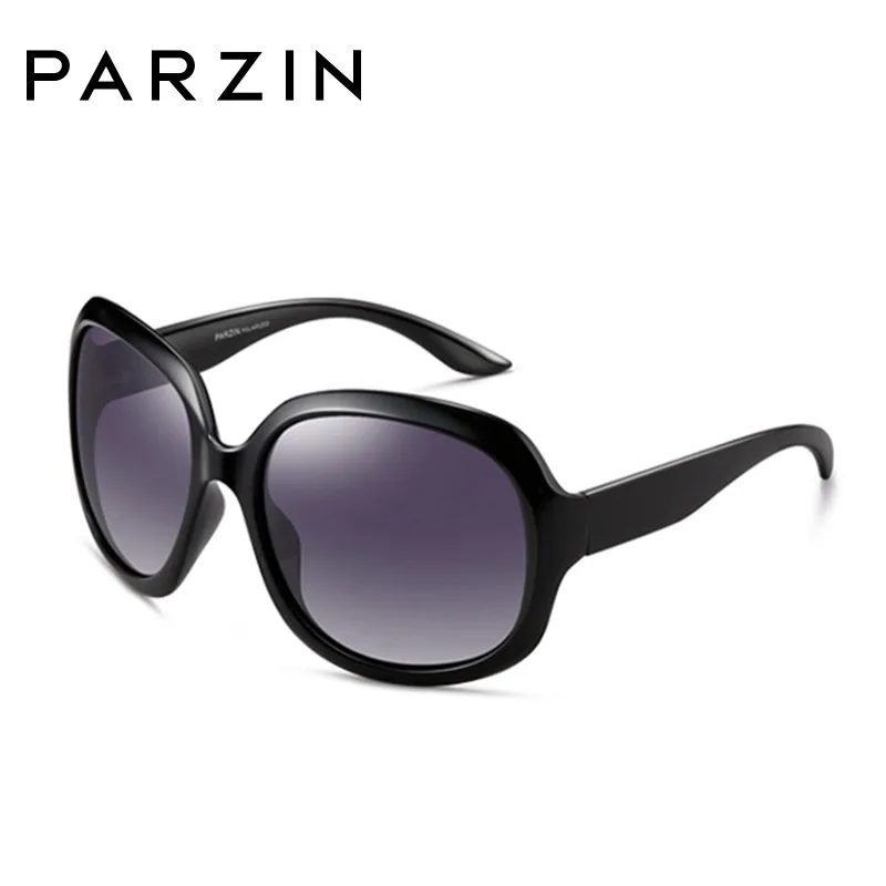 PARZIN, солнцезащитные очки для женщин, брендовые, дизайнерские, элегантные, негабаритные, женские, солнцезащитные очки, большая оправа, поляризационные, UV400, для девушек, оттенки, черные, P6216 - Цвет линз: Black