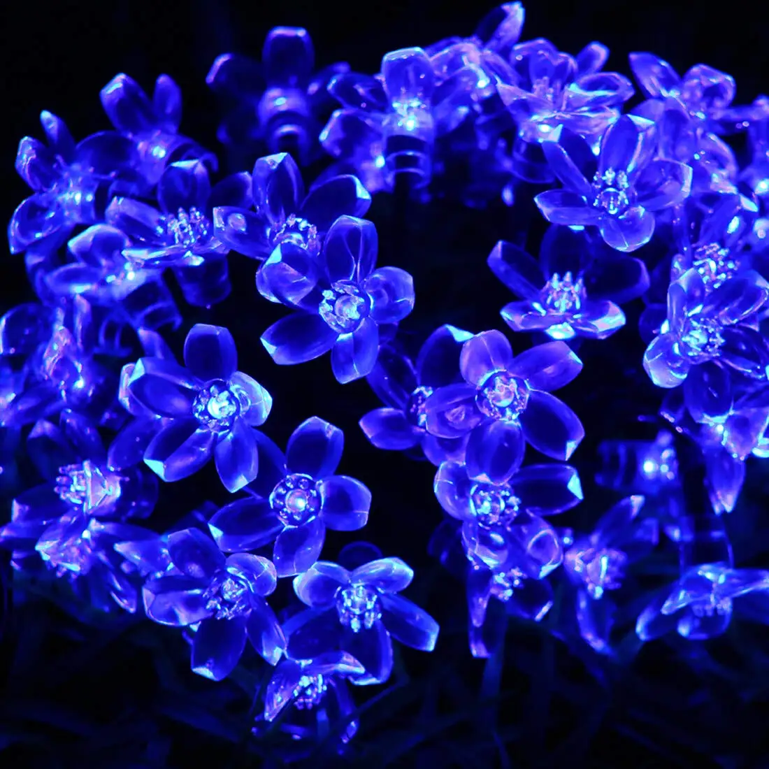 

METABLE 1SET Solar Powered String Lights Outdoor Waterproof 50LED Peach Blossom Xmas Decorations for Garden Patio Purple