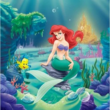 

Little mermaid ariel princess castle corals and sea bed Photo backdrop Kids Birthday Photo Studio Backdrop Background Y-229
