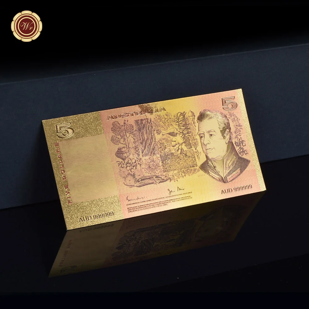 SPECIAL COLOURISED GOLD Gilded Old Australia 5 AUD BANKNOTE BANK 