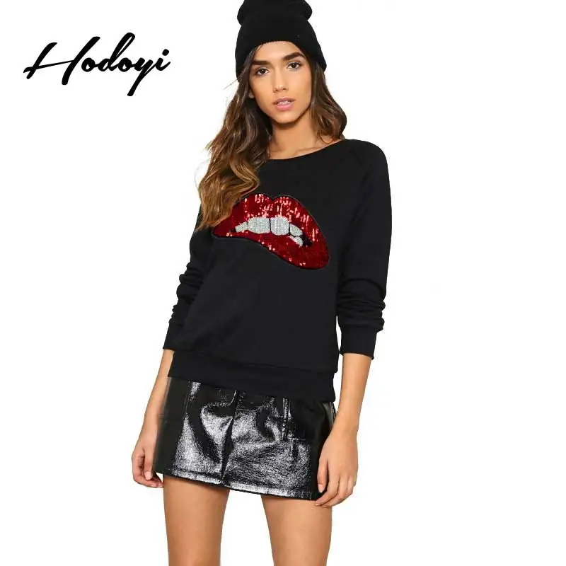 sequin lip sweatshirt