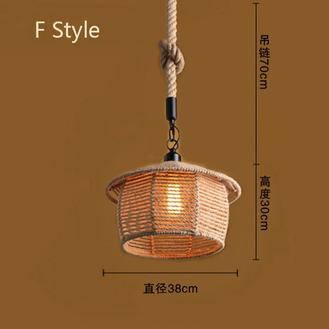 Retro Loft Antik Rami Tali Liontin Cahaya DIY E27 Industri Edison Bohlam Lampu Gantung Dapur Fixture Lustre Retro Loft Antik Rami Tali Liontin Cahaya DIY E27 Industri Edison Bohlam Lampu Gantung Dapur Fixture Lustre