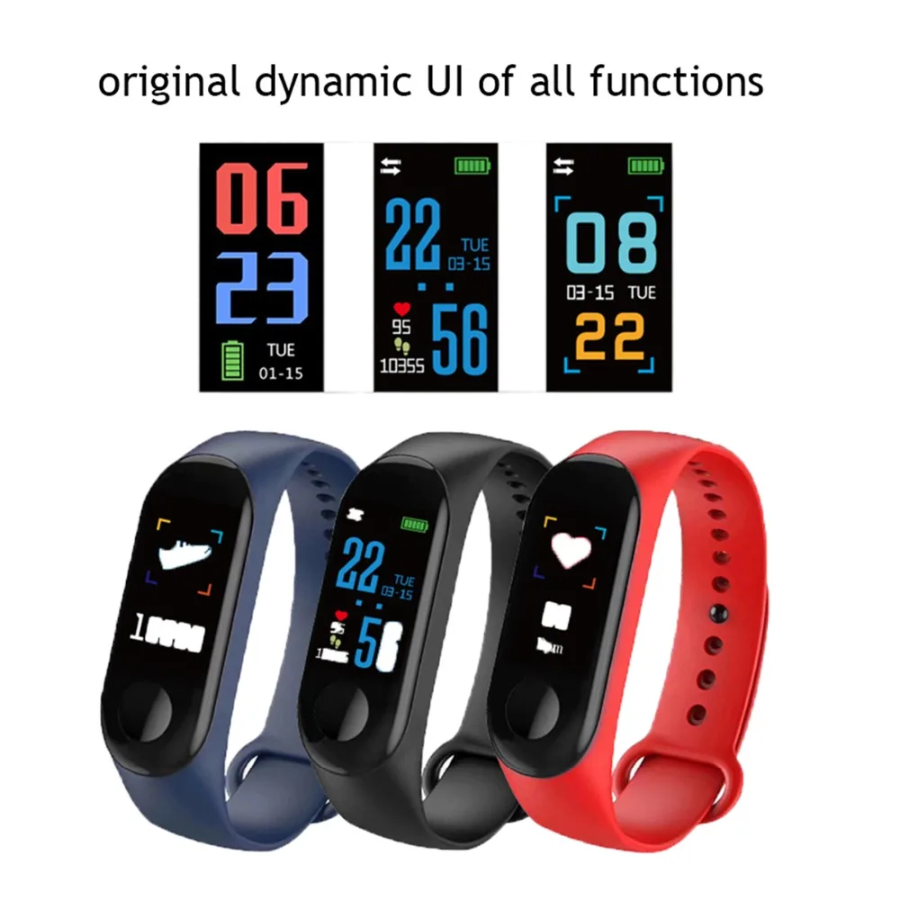 SOONHUA Soft TFU IPS Color Screen Waterproof Smart Wristband Blood Pressure Detection Pedometer Alarm Clock Anti Lost Bracelets