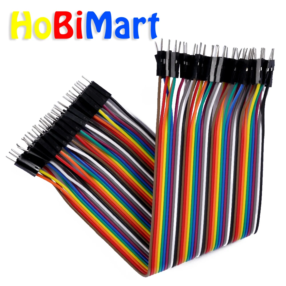 

HoBiMart 30*40p 20cm Dupont line jumper cable wires Male to Male for arduino jumper 1p-1p pin Connector 2.54mm #J044-2