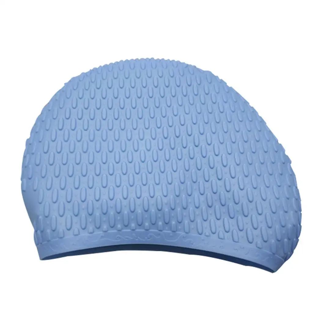 Женская силиконовая шапочка для плавания, для взрослых, водонепроницаемая, большая, мужская, шапка для бассейна, длинные волосы, защита ушей, гибкая, летняя, для дайвинга, кепка s - Color: sky blue
