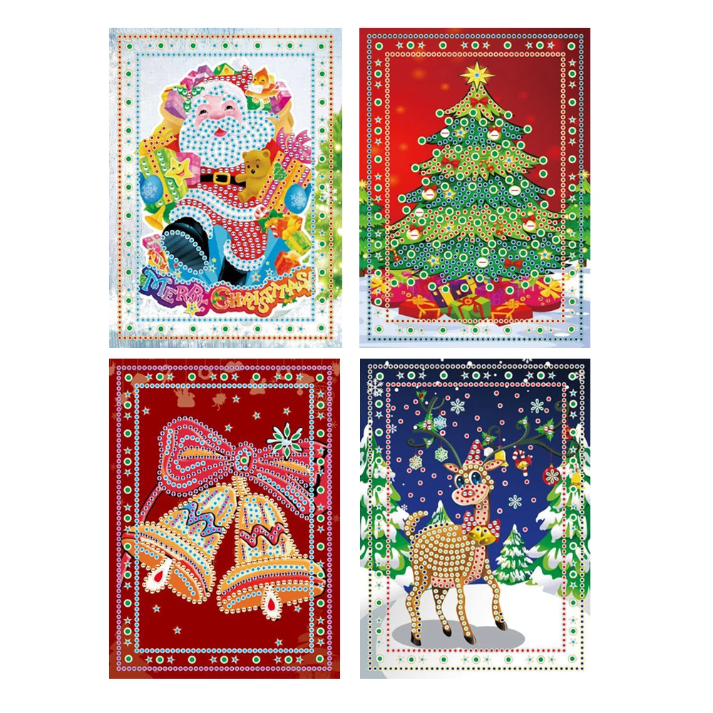 

DIY 5D Diamond Painting Christmas Greeting Cards 4 cards one set Christmas card 3d diamond painting