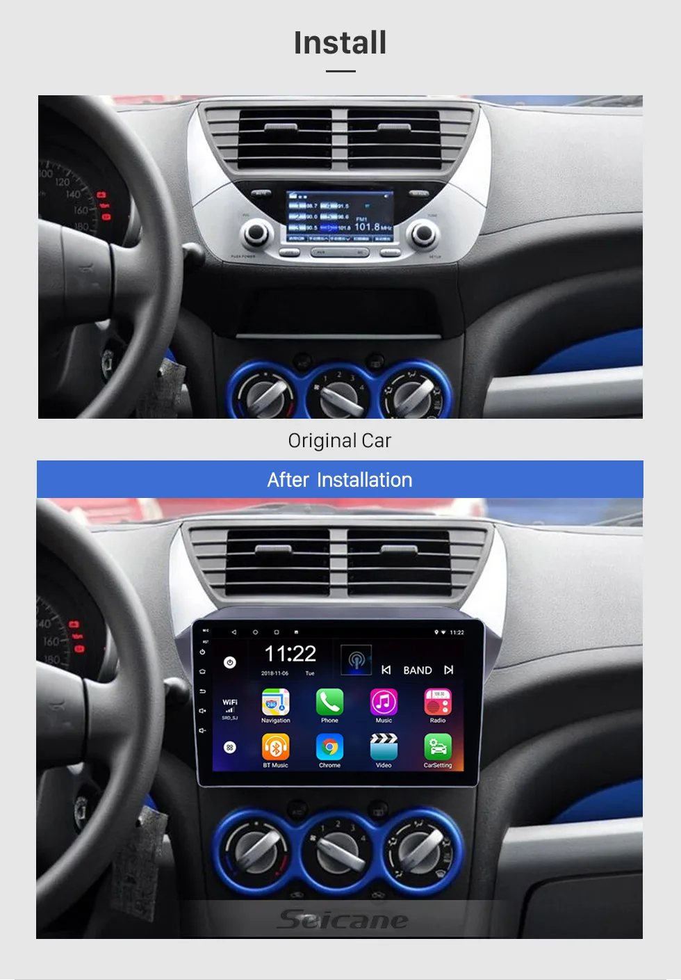 Best Seicane Car GPS Multimedia Player For 2009 2010 2011 2012 2013 2014-2016 Suzuki alto Android 8.1 2Din Wifi Bluetooth Head Unit 2