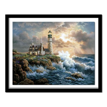 

Diy Diamond Painting Cross Stitch 5D Diamond Set Full Diamond Embroidery Handmade Needlework lighthouse