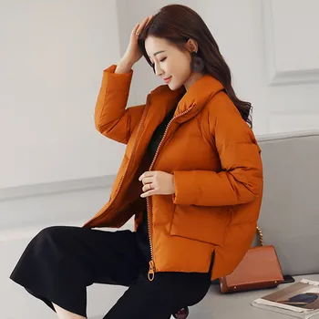 

Causal Stand Collar Warm Winter Jacket Women Down Parkas Cotton Padded Jacket Girls Slim Thick Short Female Jacket Coat