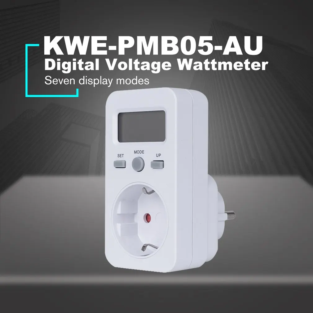 

KWE-PMB03 Plug Socket Digital Voltage Wattmeter Power Consumption Watt Energy Meter AC Electricity Analyzer Monitor
