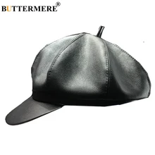 BUTTERMERE, женская кепка Newsboy из искусственной кожи, черная восьмиугольная кепка, Женская весенне-летняя дизайнерская брендовая винтажная Кепка с плоским козырьком, берет