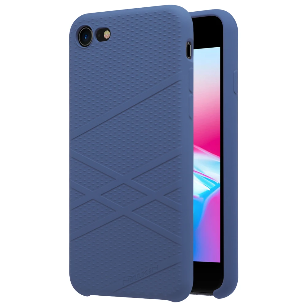 Nillkin дизайн, жидкий силиконовый резиновый чехол для iPhone 8/7, Жесткий ПК Бампер, мягкий чехол для телефона, простые Чехлы, разные цвета