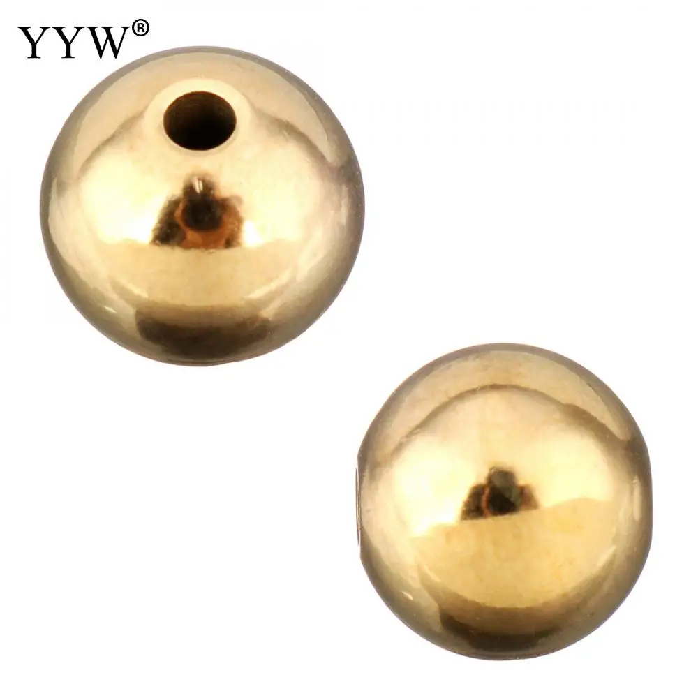 100pcs/Lot Stainless Steel Beads Hole Ball Gold Color Plated For Jewelry Marking Diy Beads Accessories For Necklace Bracele