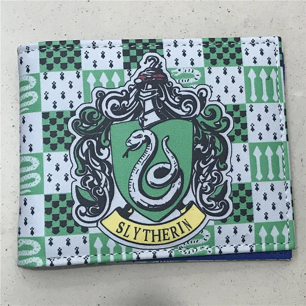 

Harry Potter Hogwarts Cartoon Bi-Fold Card Holder Wallet Women mini Coin Purse Pocket Anime Salazar Slytherin Short Wallet