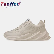 Taoffen/мужская повседневная обувь; белые кроссовки со шнуровкой на толстой подошве; трендовая спортивная обувь для прогулок и отдыха; Мужская обувь; размеры 39-44