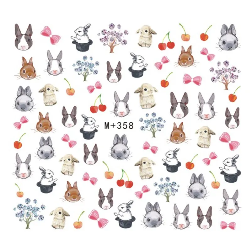 Nails Art Sticker Decals Rabbit Cherry Lovely Animal Harajuku Fantacy