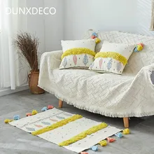 Dunxdeco чехол для подушки декоративные подушки Чехол Nordic простой в виде листа, геометрической формы желтый Ленточки современное кресло-диван коврики украшения комнаты