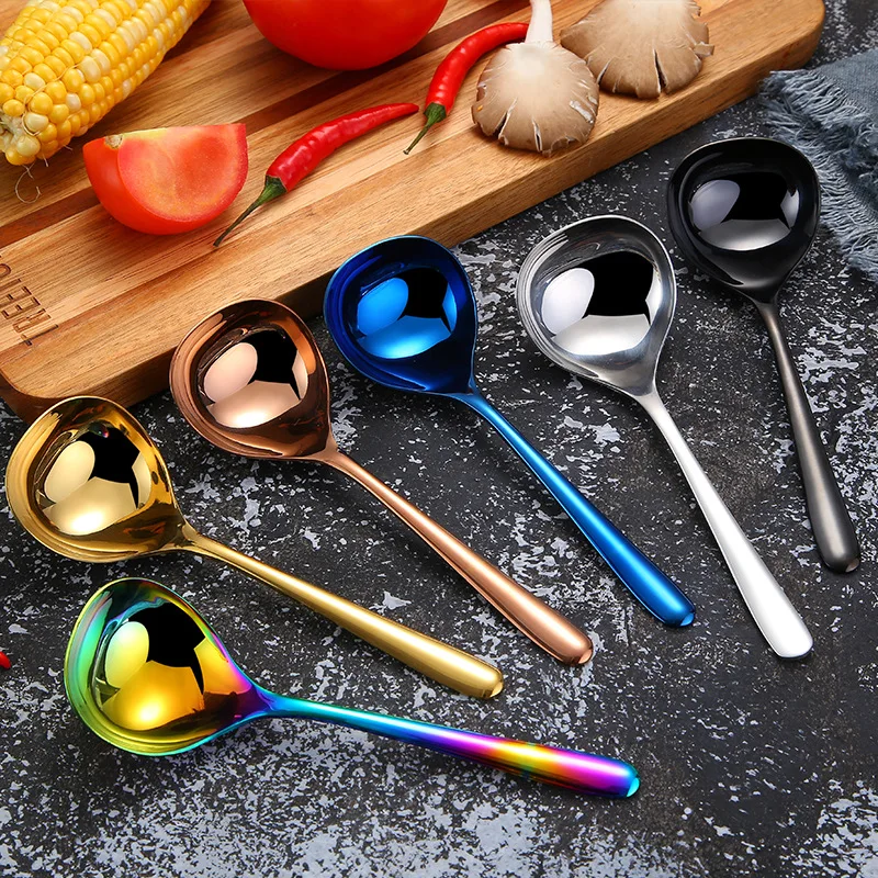 

304 Stainless Steel colorful Creative Rice Porridge Noodle Soup Spoon Kitchen Dinnerware Tableware