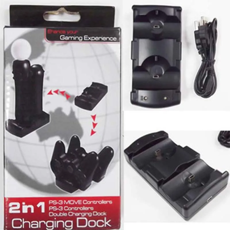 New USB Powered Dual Charging Dock Charger for Sony PlayStation 3 PS3