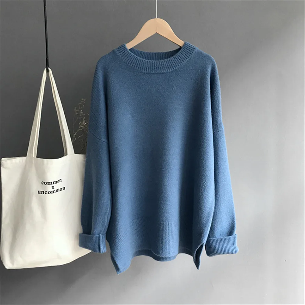 Winter Oversized Women Sweater 2018 Casual Thicken Knitted Sweaters Women Basic Pullovers O-neck Pull Femme Solid Sweater Z9112  (7)