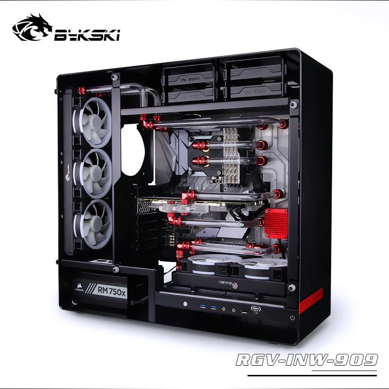 Bykski водный щит, резервуар для компьютера INWIN 909, RGB прозрачный охлаждающей контейнер для воды, поддержка синхронизации материнская плата