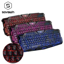 Sovawin Russian Version Crack Gaming Keyboard Red/Blue/Purple LED Backlit Laptop USB Computer Keyboard Gamer with Light for PC